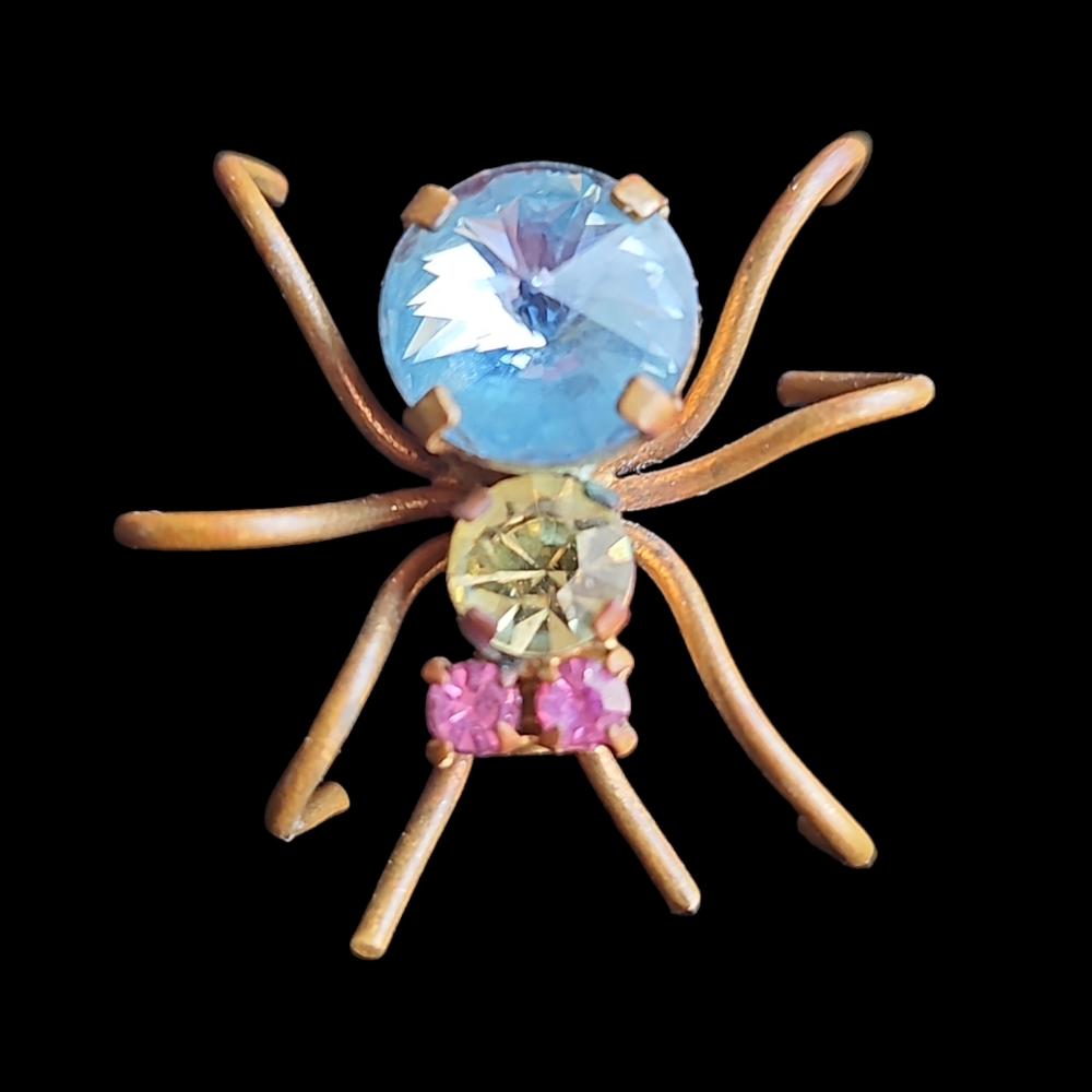 Vintage Gold Tone Spider Brooch Made Austria